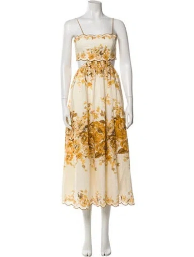 Pre-owned Zimmermann Linen Long Dress In Neutral