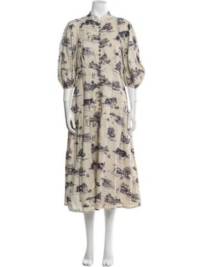 Pre-owned Zimmermann Linen Long Dress In Neutral