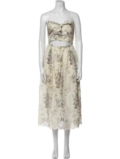 Pre-owned Zimmermann Linen Long Dress In Neutral