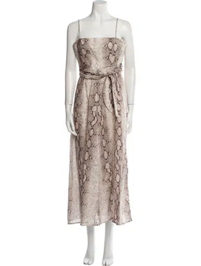 Pre-owned Zimmermann Linen Long Dress In Neutral