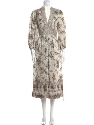 Pre-owned Zimmermann Linen Long Dress In Neutral