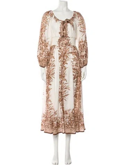 Pre-owned Zimmermann Linen Long Dress In Neutral