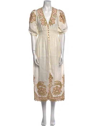 Pre-owned Zimmermann Linen Long Dress In Neutral