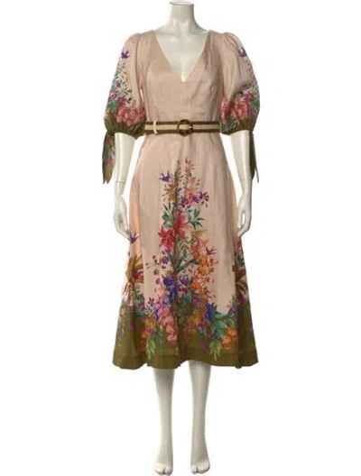 Pre-owned Zimmermann Linen Long Dress In Neutral