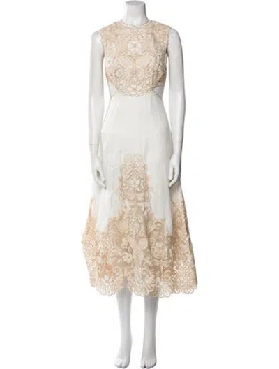 Pre-owned Zimmermann Linen Long Dress In Neutral