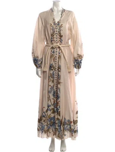 Pre-owned Zimmermann Linen Long Dress In Neutral