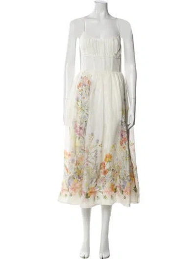 Pre-owned Zimmermann Linen Long Dress In Neutral