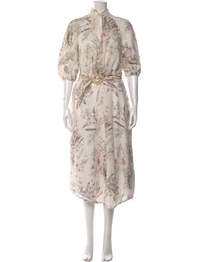 Pre-owned Zimmermann Linen Long Dress In Neutral