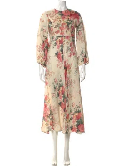 Pre-owned Zimmermann Linen Long Dress In Neutral