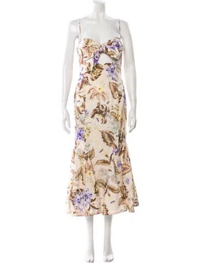 Pre-owned Zimmermann Linen Long Dress In Neutral