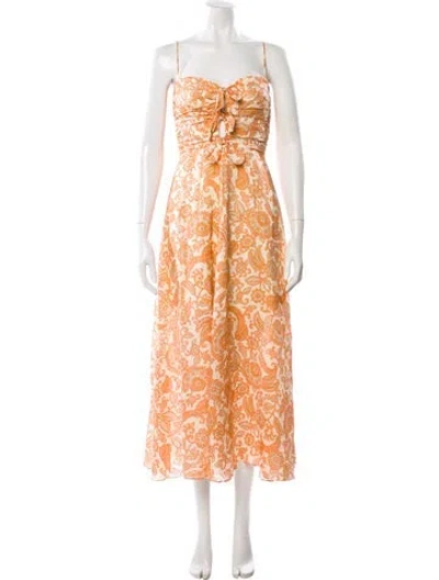 Pre-owned Zimmermann Linen Long Dress In Neutral