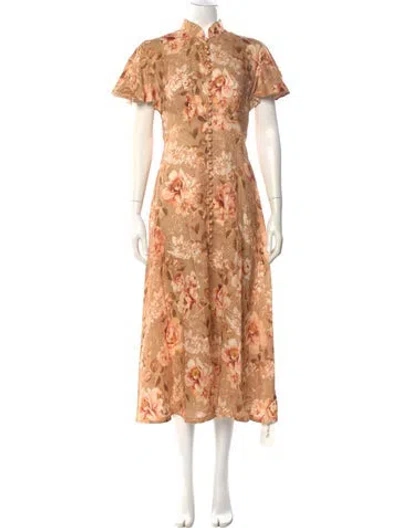 Pre-owned Zimmermann Linen Long Dress In Neutral