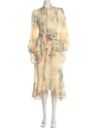 Pre-owned Zimmermann Linen Long Dress In Neutral