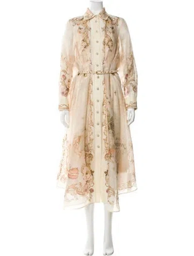 Pre-owned Zimmermann Linen Long Dress In Neutral