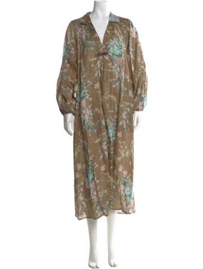 Pre-owned Zimmermann Linen Long Dress In Neutral