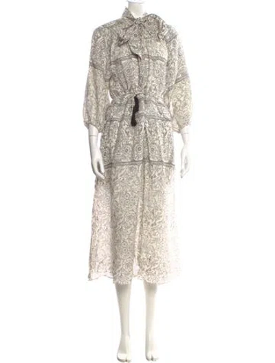 Pre-owned Zimmermann Linen Long Dress In Neutral
