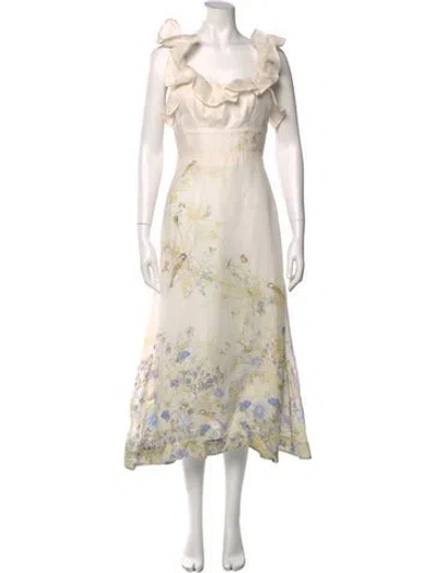 Pre-owned Zimmermann Linen Long Dress In Neutral