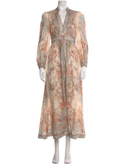 Pre-owned Zimmermann Linen Long Dress In Neutral