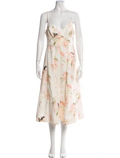 Pre-owned Zimmermann Linen Long Dress In Neutral