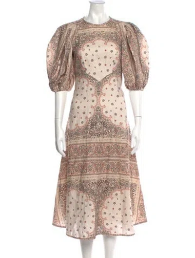 Pre-owned Zimmermann Linen Long Dress In Neutral