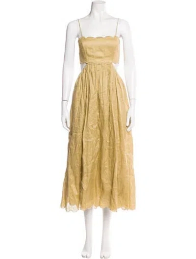 Pre-owned Zimmermann Linen Long Dress In Neutral