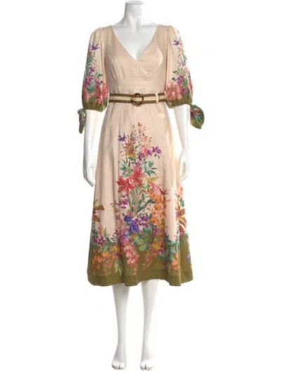 Pre-owned Zimmermann Linen Long Dress In Neutral