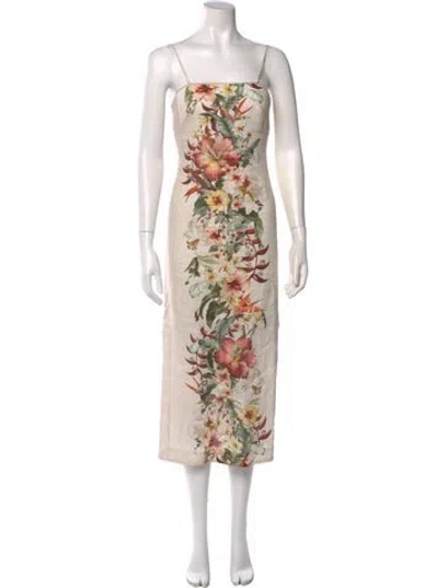 Pre-owned Zimmermann Linen Long Dress In Neutral