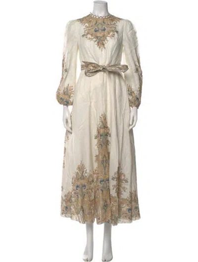 Pre-owned Zimmermann Linen Long Dress In Neutral