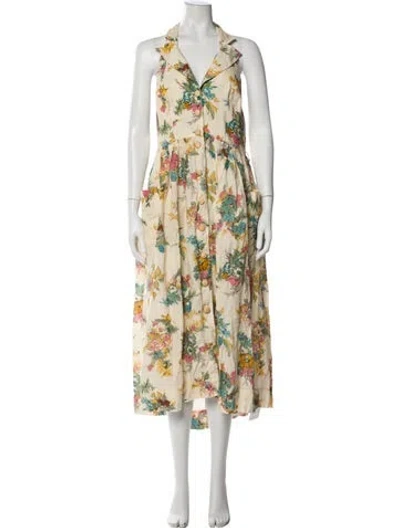 Pre-owned Zimmermann Linen Long Dress In Neutral