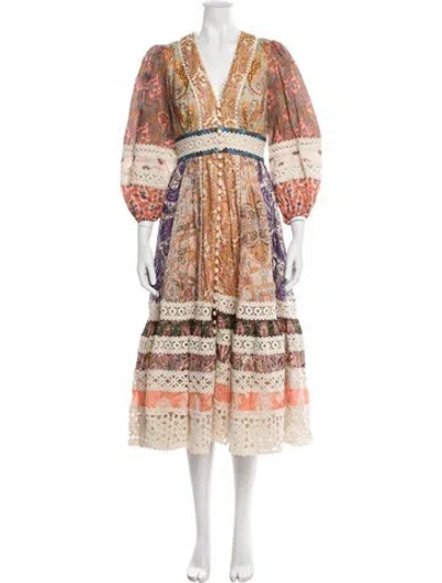 Pre-owned Zimmermann Linen Long Dress In Neutral