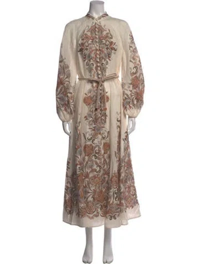Pre-owned Zimmermann Linen Long Dress In Neutral