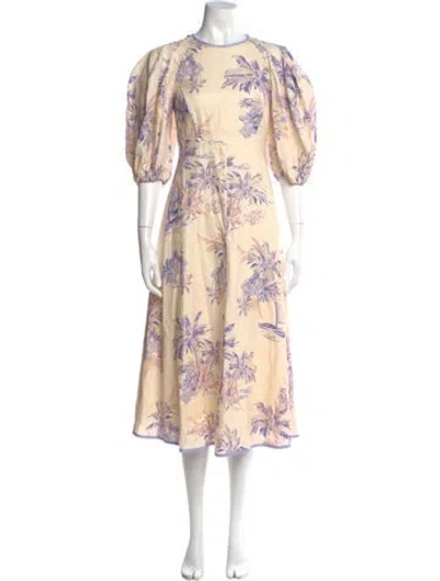 Pre-owned Zimmermann Linen Long Dress In Neutral