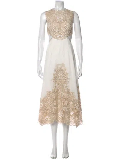 Pre-owned Zimmermann Linen Long Dress In Neutral