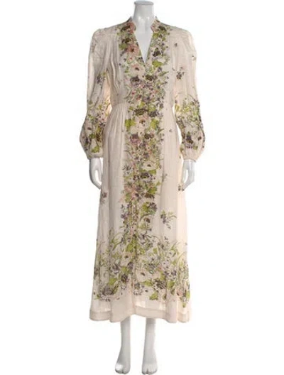 Pre-owned Zimmermann Linen Long Dress In Neutral