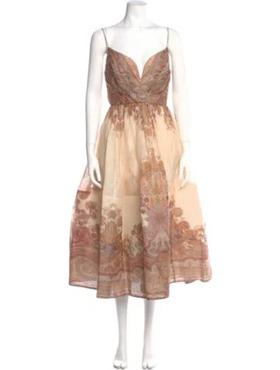 Pre-owned Zimmermann Linen Long Dress In Neutral