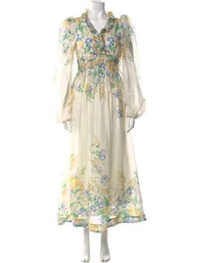 Pre-owned Zimmermann Linen Long Dress In Neutral