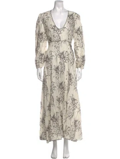 Pre-owned Zimmermann Linen Long Dress In Neutral