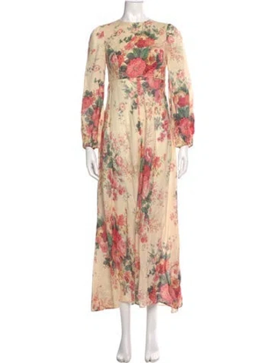 Pre-owned Zimmermann Linen Long Dress In Neutral