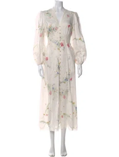 Pre-owned Zimmermann Linen Long Dress In Neutral