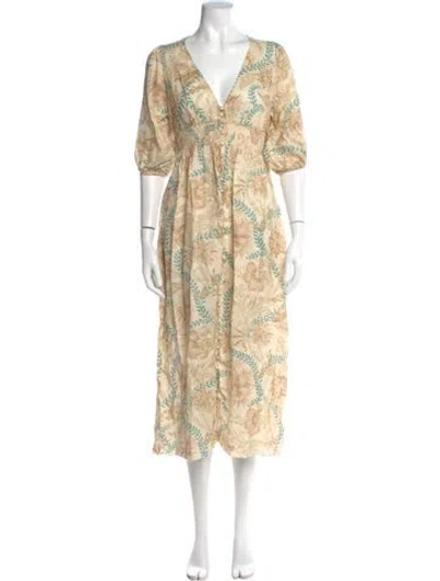 Pre-owned Zimmermann Linen Long Dress In Neutral