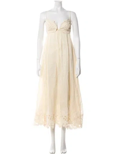 Pre-owned Zimmermann Linen Long Dress In Neutral