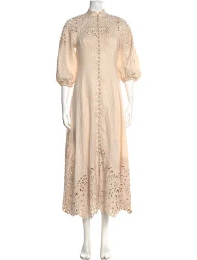 Pre-owned Zimmermann Linen Long Dress In Neutral