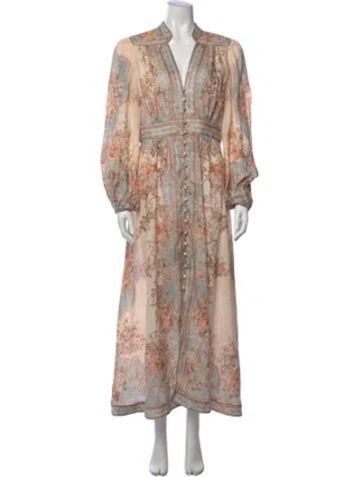 Pre-owned Zimmermann Linen Long Dress In Neutral