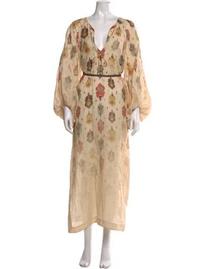 Pre-owned Zimmermann Linen Long Dress In Neutral