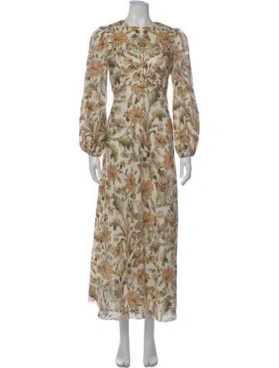 Pre-owned Zimmermann Linen Long Dress In Neutral