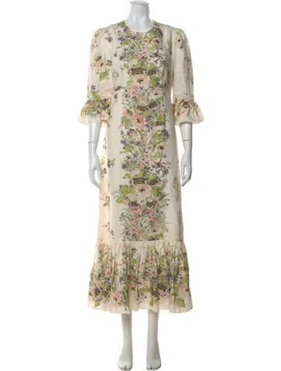 Pre-owned Zimmermann Linen Long Dress In Neutral