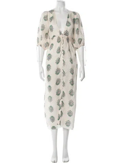 Pre-owned Zimmermann Linen Long Dress In Neutral