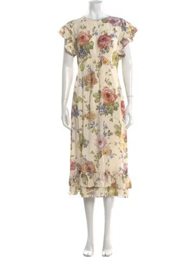 Pre-owned Zimmermann Linen Long Dress In Neutral