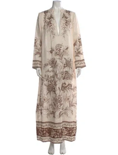 Pre-owned Zimmermann Linen Long Dress In Neutral