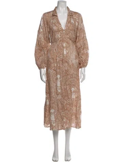 Pre-owned Zimmermann Linen Long Dress In Neutral